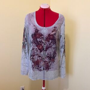 Rock & Republic Gray Graphic Long Sleeve Tee